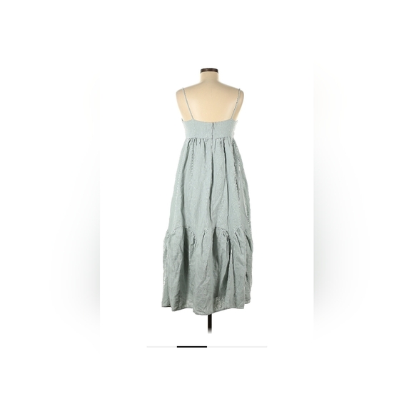 Asos Edition Mint Green Empire Waist Tiered Maxi Midi Dress Size 6 with Pockets - Picture 2 of 7